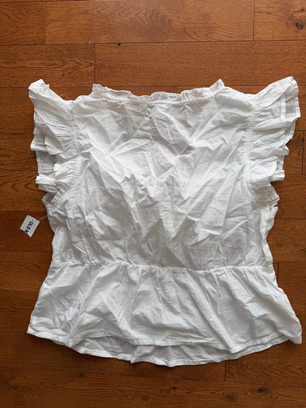 Old Navy White Ruffle Sleeve Cotton Top